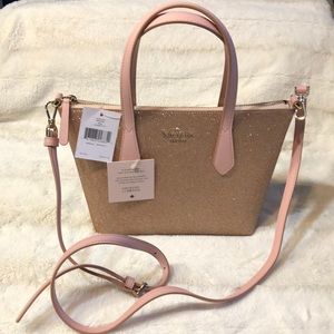 Kate Spade glitter gold crossbody/hand bag